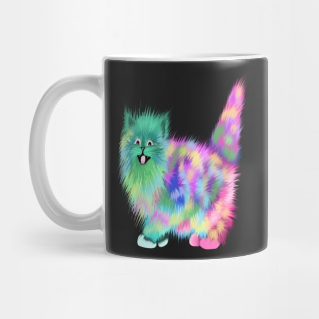 Funny Colorful Rainbow Acid Galaxy cat by starchildsdesigns